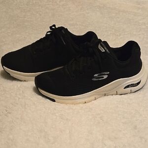 Skechers Black ArchFit Sneakers with Breathable Upper and Cushioning